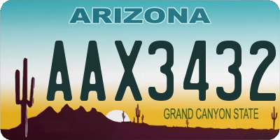 AZ license plate AAX3432