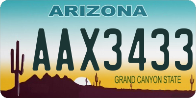 AZ license plate AAX3433