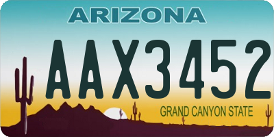 AZ license plate AAX3452