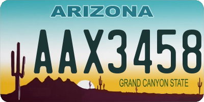 AZ license plate AAX3458