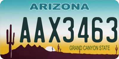 AZ license plate AAX3463