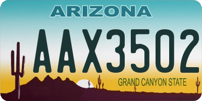 AZ license plate AAX3502