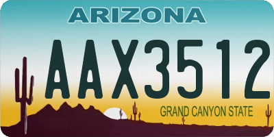 AZ license plate AAX3512