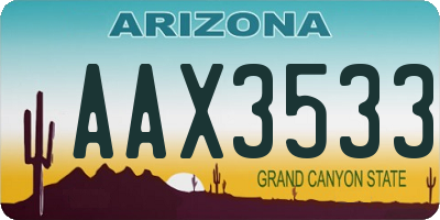 AZ license plate AAX3533