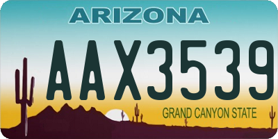 AZ license plate AAX3539