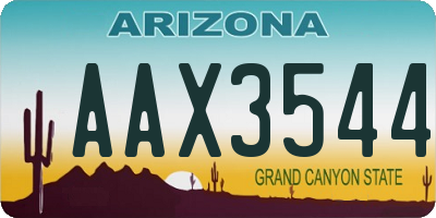 AZ license plate AAX3544