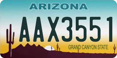 AZ license plate AAX3551