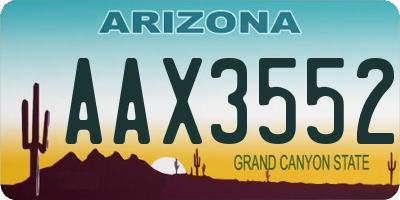 AZ license plate AAX3552