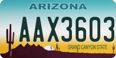 AZ license plate AAX3603