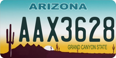 AZ license plate AAX3628