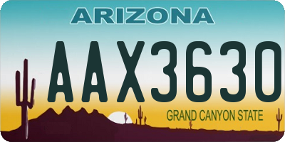 AZ license plate AAX3630