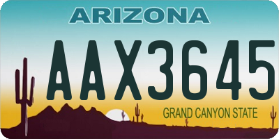 AZ license plate AAX3645