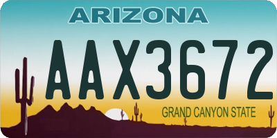 AZ license plate AAX3672