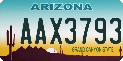 AZ license plate AAX3793