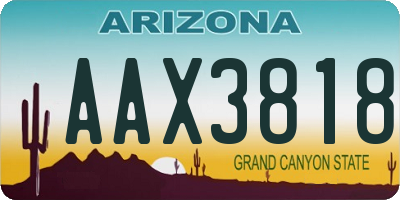 AZ license plate AAX3818