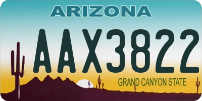 AZ license plate AAX3822