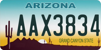 AZ license plate AAX3834