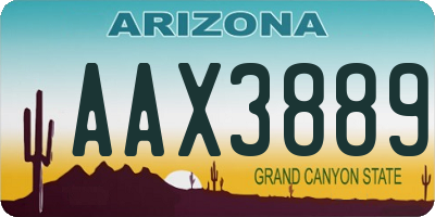 AZ license plate AAX3889