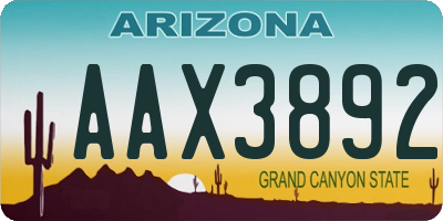 AZ license plate AAX3892