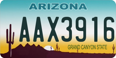 AZ license plate AAX3916