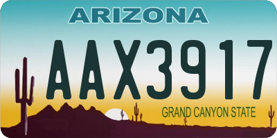 AZ license plate AAX3917