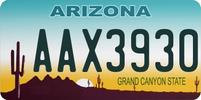AZ license plate AAX3930