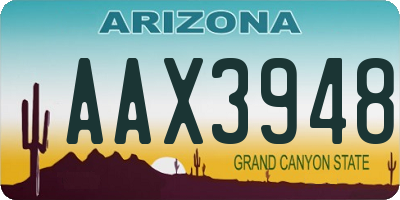 AZ license plate AAX3948