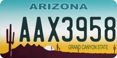 AZ license plate AAX3958