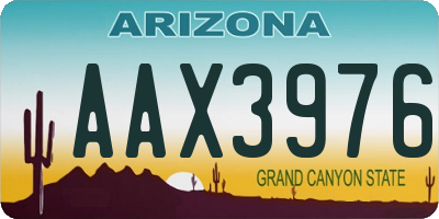 AZ license plate AAX3976