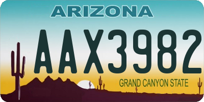 AZ license plate AAX3982