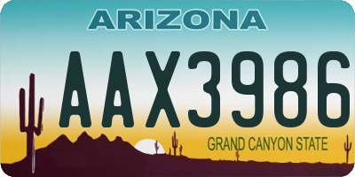 AZ license plate AAX3986