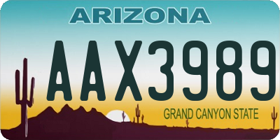 AZ license plate AAX3989