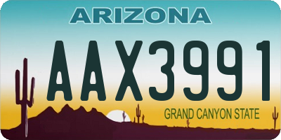 AZ license plate AAX3991