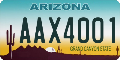 AZ license plate AAX4001