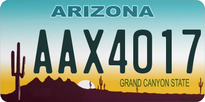 AZ license plate AAX4017