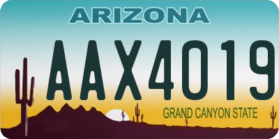 AZ license plate AAX4019