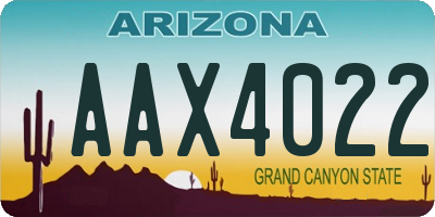 AZ license plate AAX4022