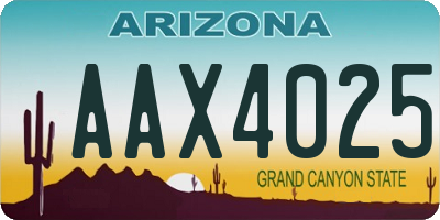 AZ license plate AAX4025