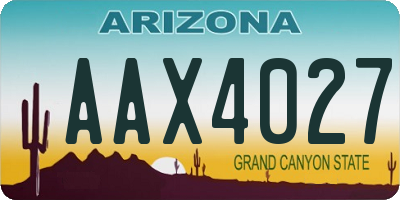 AZ license plate AAX4027