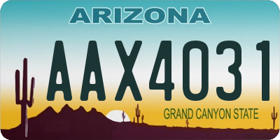 AZ license plate AAX4031