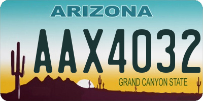 AZ license plate AAX4032