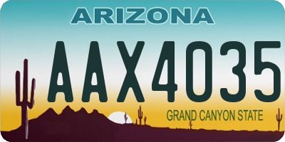 AZ license plate AAX4035