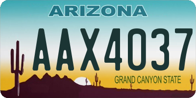 AZ license plate AAX4037