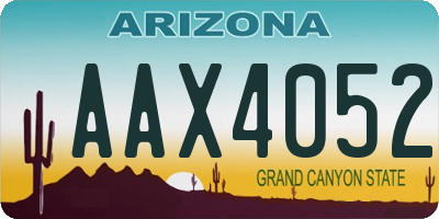 AZ license plate AAX4052