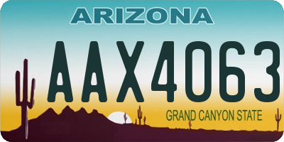 AZ license plate AAX4063