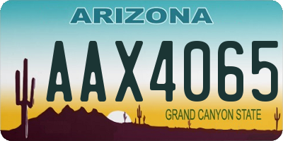 AZ license plate AAX4065