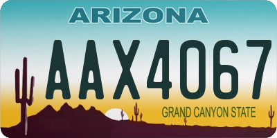 AZ license plate AAX4067