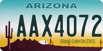 AZ license plate AAX4072