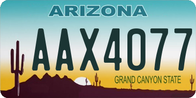 AZ license plate AAX4077