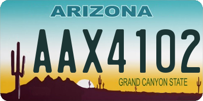 AZ license plate AAX4102